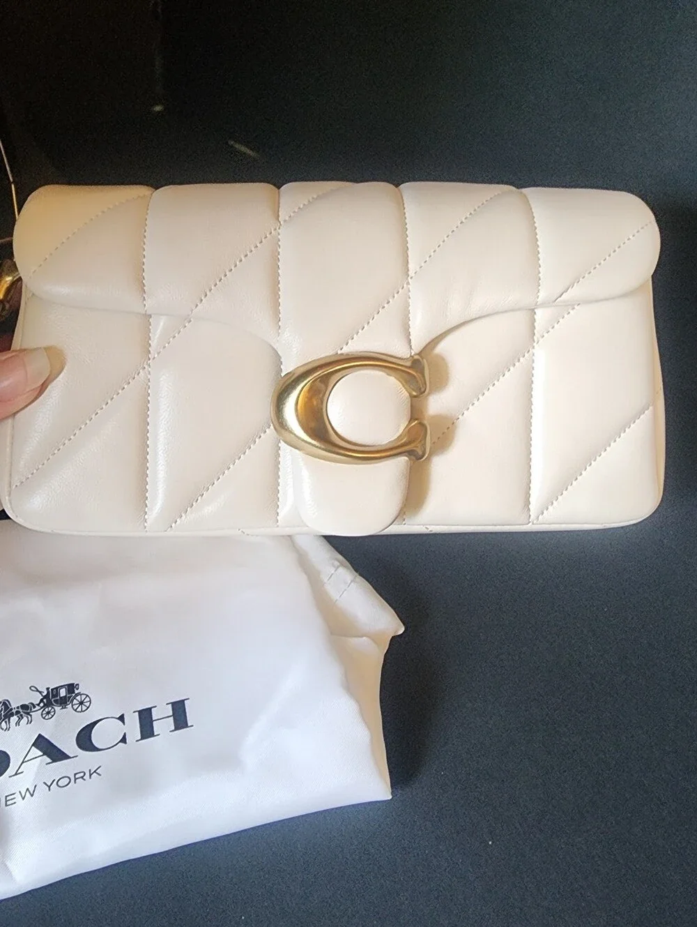 NWT Coach Quilted Tabby 19 In Chalk (Missing Chain Strap)